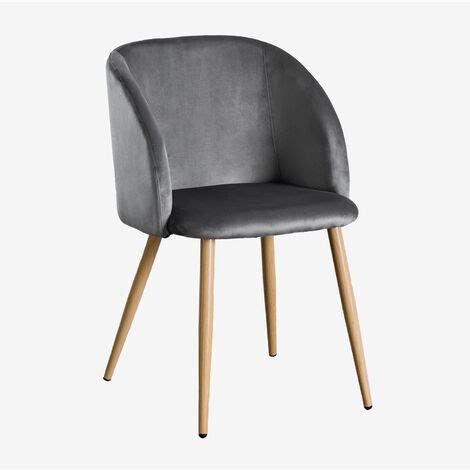 Chaise de Salle à Manger en Velours avec Accoudoirs Kana SKLUM Gris