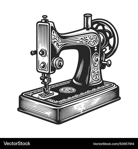 Vintage Sewing Machine Sketch Royalty Free Vector Image