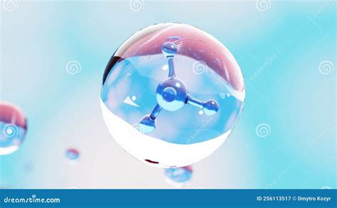 Molecule Collagen Inside Transparent Liquid Bubble On Soft Background