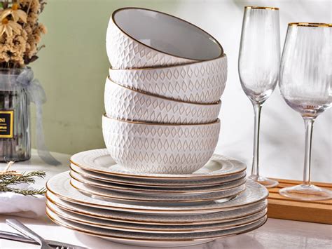 Amazon Gbhome Ceramic Dinnerware Sets Embossed Elegant Stoneware