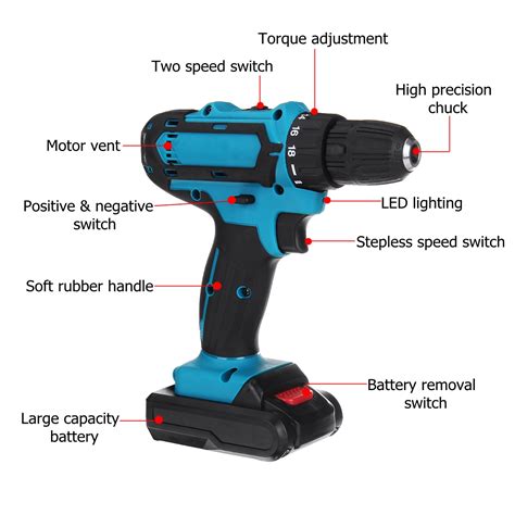 V Speed Power Drills Drilling Tool Rechargeable Cordless Electric