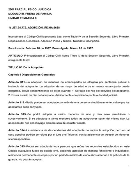 Do Parcial Psico Juridica Modulo Iii Fuero De Familia Unidad Tematica