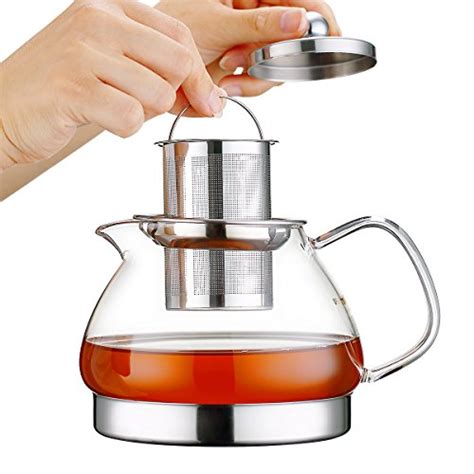 Toyo Hofu Clear High Borosilicate Glass Teapot With Removable 304 Stainless Steel Infuser Heat