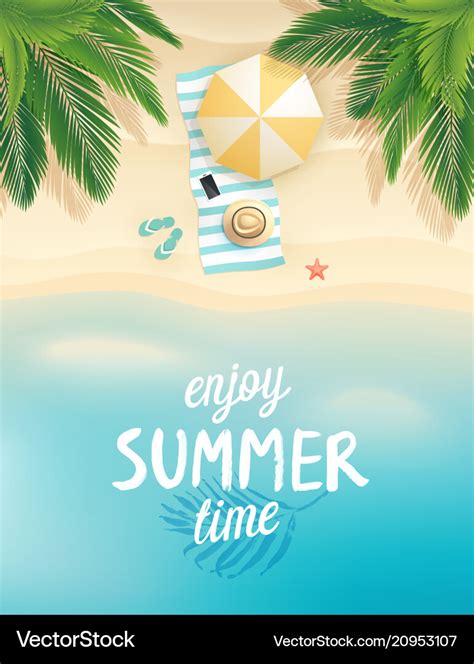 Tropical Beach Poster Royalty Free Vector Image