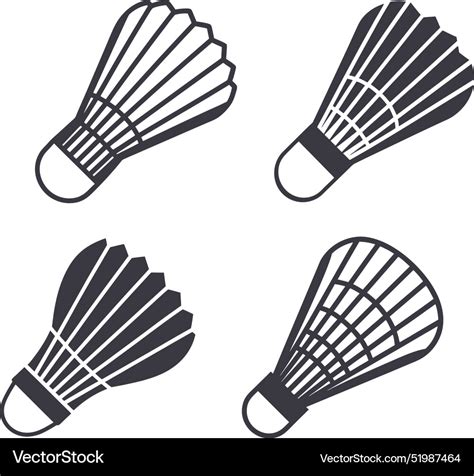 Shuttlecock für Badminton Silhouette Set Vektorbild