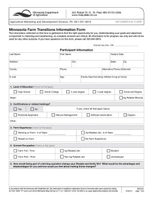 Fillable Online Mda State Mn Minnesota Farm Transitions Information