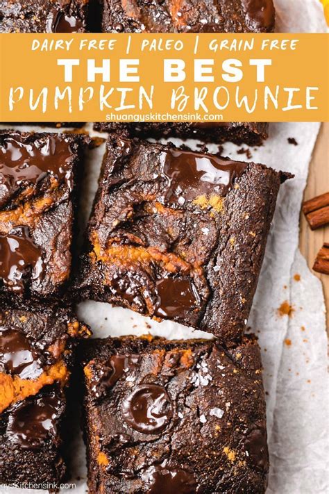 Gooey Pumpkin Brownies Almond Flour Shuangy S Kitchensink Recipe