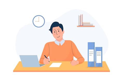 Premium Vector Man Working Illustration