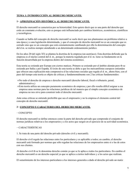 TEMA 1 INTRODUCCIÓN AL DERECHO MERCANTIL