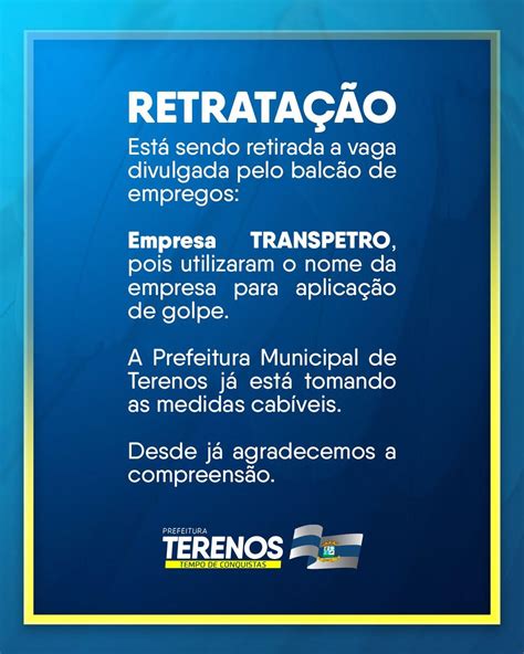 RETRATAÇÃO Prefeitura Municipal de Terenos