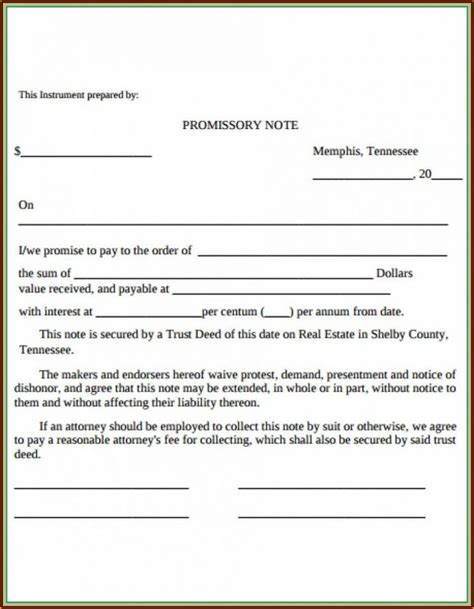 Promissory Note Template Word Document