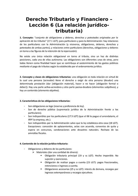 Derecho Tributario Y Financiero Lecciones A Derecho Tributario