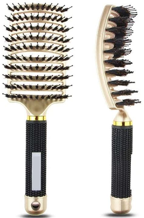 Boar Bristle Detangler Vent Brush Curved Vented Paddle Brush For Blow