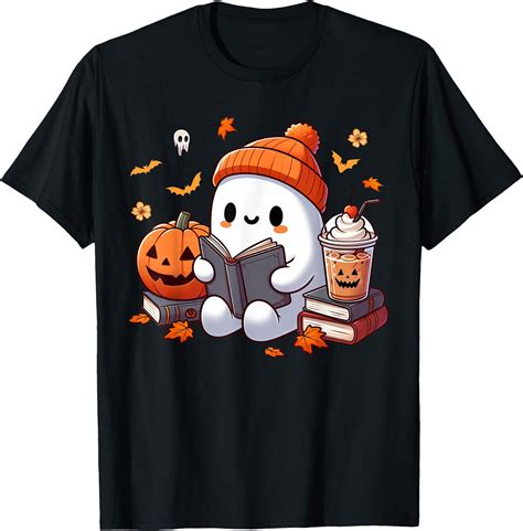 Hot Trending Tee With Cute Ghost Reading Book Lovers Halowen Ghost Coffee Walmart