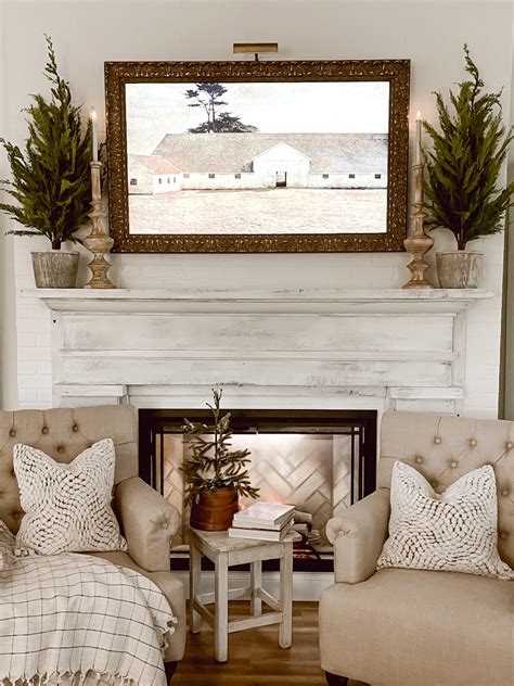 Simple Winter Fireplace Mantel Area - Deb and Danelle