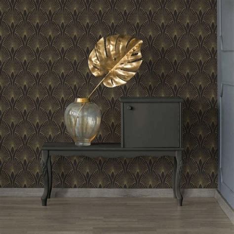 Art Deco Fans Wallpaper Black Gold Wallpaper Shop