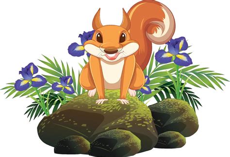 Cute Squirrel Sitting On Rock 8334588 Vector Art At Vecteezy