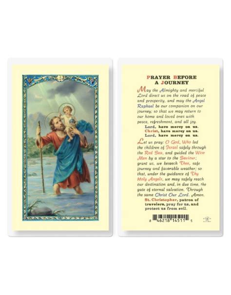 Holy Card Laminated St Christopher Prayer Before A Journey Reillys Church Supply And T