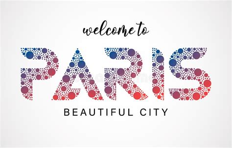 Paris Logo Welcome To Text And Country Flag Colors Vector Illustration