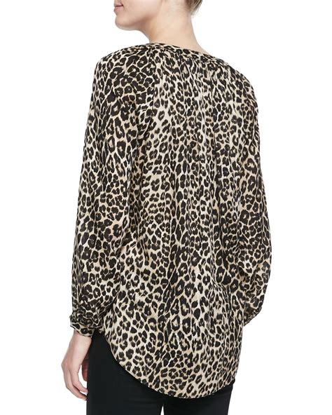 Tamara Mellon Leopard Printed Peasant Blouse