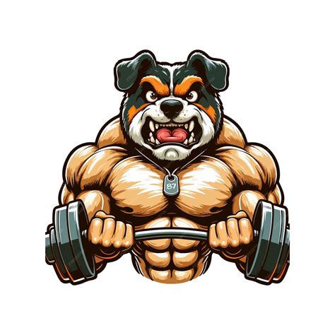 Premium Vector Big Muscly Angry Dog Beast Masculine Bodybuilder