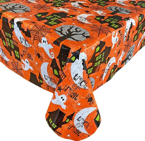 Newbridge Haunted House Halloween Vinyl Flannel Backed Tablecloth Trick Or Treat Spiders And