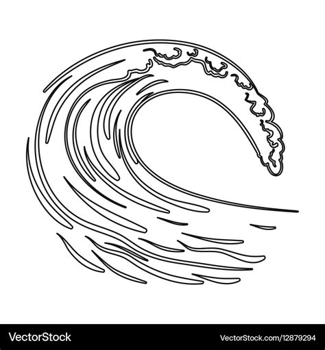 Wave icon in outline style isolated on white Vector Image