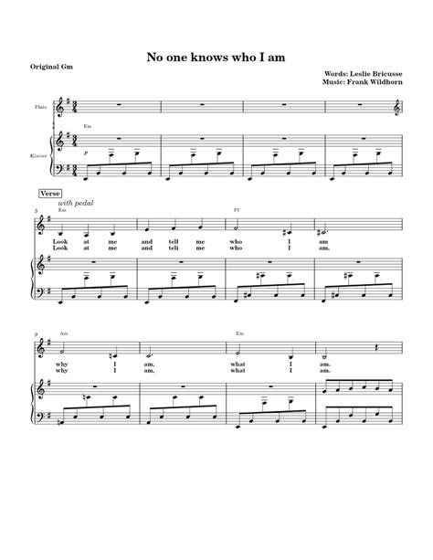 No One Knows Who I Am Jekyll Hyde Gm Sheet Music For Piano Woodwinds