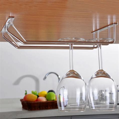 Stainless Steel Wine Rack Glass Cup Holder Upside Down Wall Mounted Red Wine Rack Hanging Wine