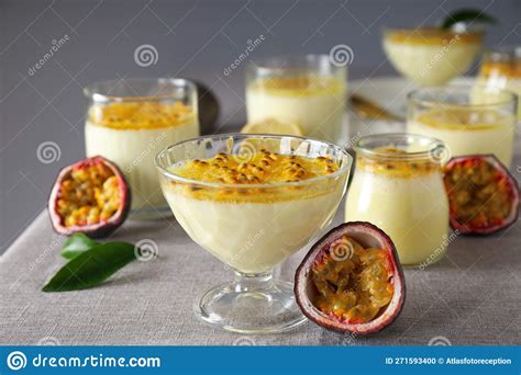 Concept Of Delicious Food Passion Fruit Mousse Stock Photo Image Of