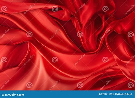 Abstract Luxury Red Silk Fabric Cloth Or Liquid Wave Or Texture Satin