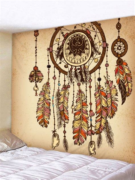 Feather Dream Catcher Windbell Print Wall Hanging Tapestry Wall Paint