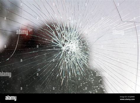 Broken Glass Car Glass Cracked From An Accident Armored Glass After Impact Glass Reinforced