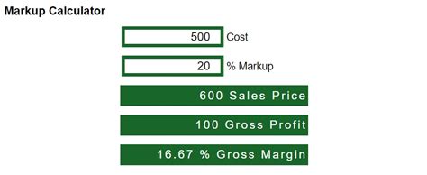 Markup Calculator - Conversion of units