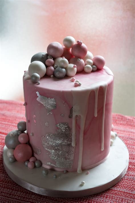 Pink And Silver Balls Drip Cake Gabi Bakes Cakes