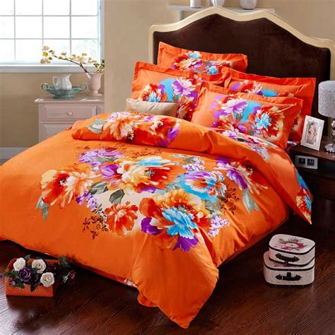 Orange Floral Print Bed Sets Print Bedding Floral Print Bedding