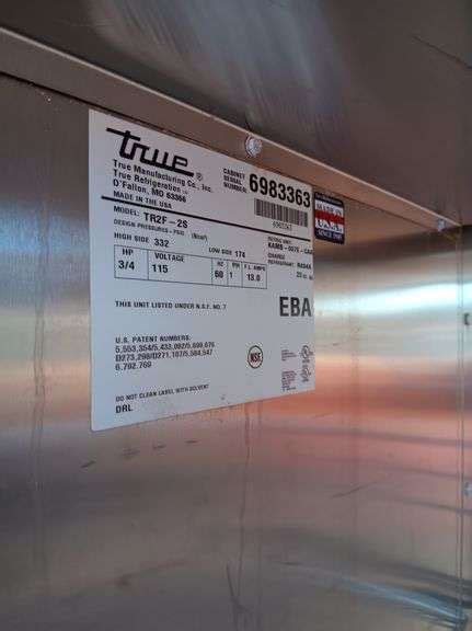 TRUE FREEZER TR2F 2S Bentley Associates LLC