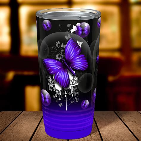 Purple Butterflies On Green Black Ombre Wrap 20 Oz Tumbler Cuptify