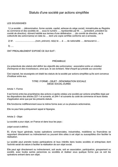 Modèle de statuts téléchargement gratuit documents PDF Word et Excel