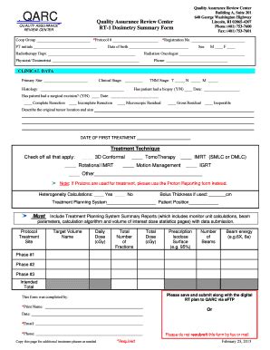 Fillable Online Qarc Quality Assurance Review Center RT 1 Dosimetry
