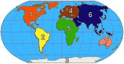 Map Of The 7 Continents And Oceans