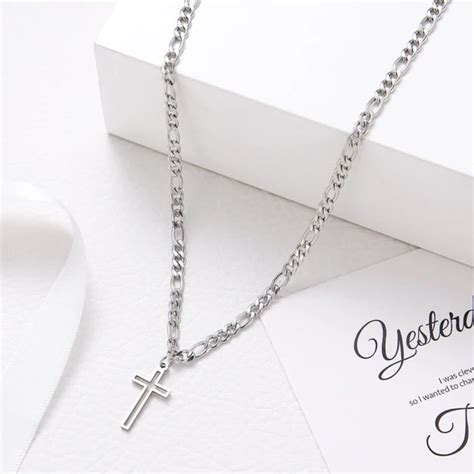 Collier avec Pendentif Croix Chrétienne argent en acier inoxydable