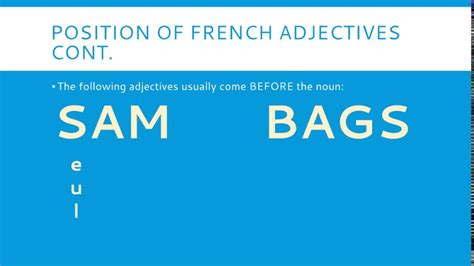 French Adjective Before Or After Noun