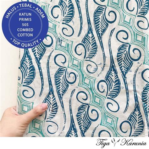 Jual Kain Batik Cap Solo 100 Handmade Parang Daun Teal Blue Tosca