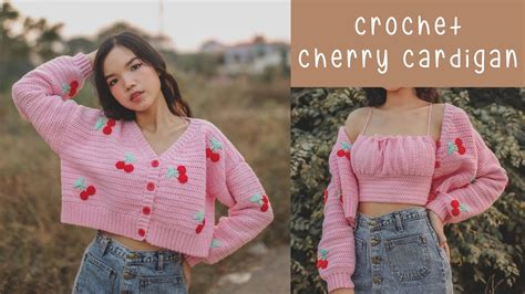 How To Crochet Crop Cherry Cardigan Crochet Cardigan Tutorial Chenda Diy Youtube