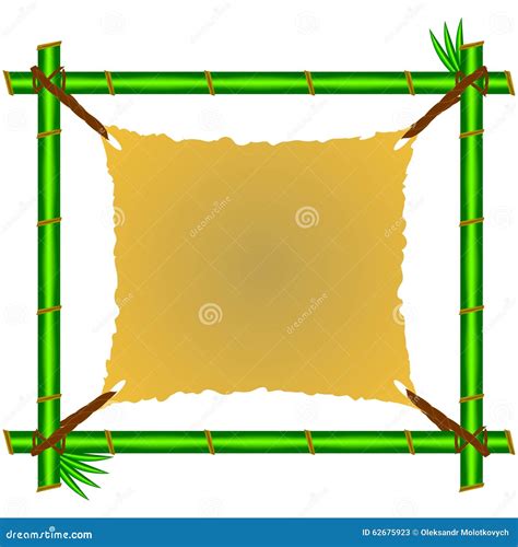 Green Bamboo Frame With Ragged Canvas Stock Vector Illustration Of