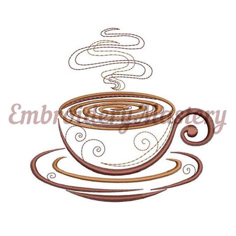 Coffee Cup Machine Embroidery Design Espresso Cup Cappuccino Etsy