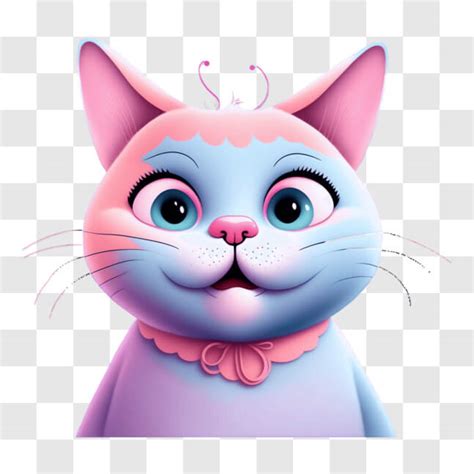 Baixe Gato De Desenho Animado Feliz Olhos Grandes E Abertos PNG