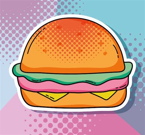 Premium Vector Pop Art Hamburger Fast Food Vector Illustration