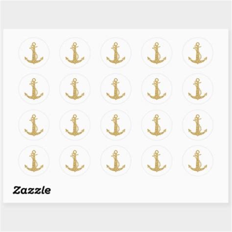 Glittering Gold Anchor Classic Round Sticker Zazzle